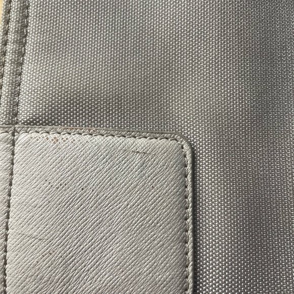 Tory Burch Light Gray logo Canvas Tote Bag authentic EUC!! Neutral - Picture 5 of 16